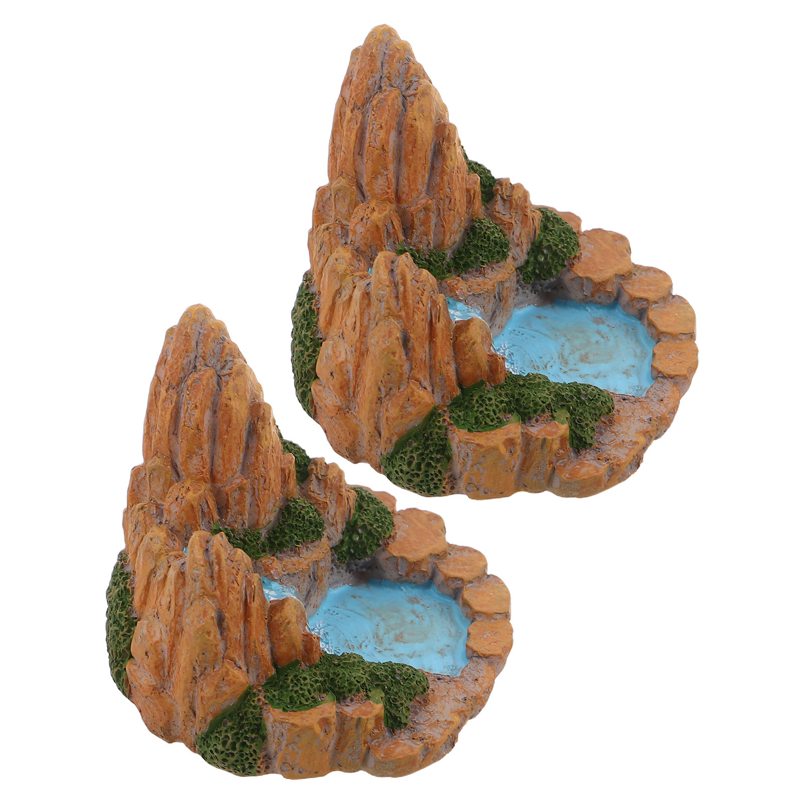 Bonsai Garden With Pond - 2Pcs Mini Rockery Pool Artificial Resin