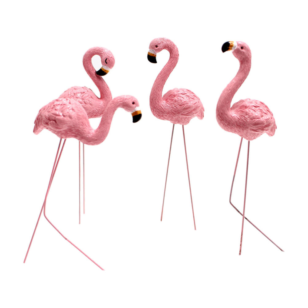 4Pcs Lifelike Resin Flamingo D - огляд і ціна Bonsai Garden Miniature