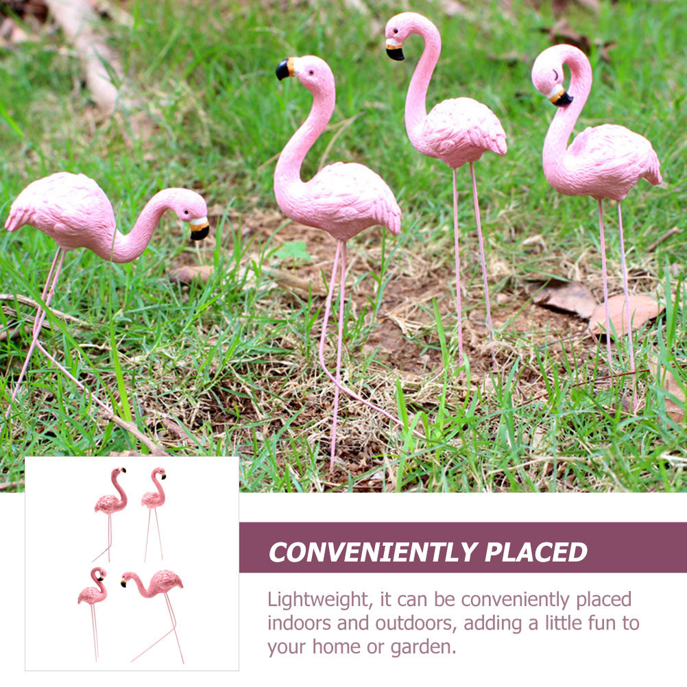 4Pcs Lifelike Resin Flamingo D - огляд і ціна Bonsai Garden Miniature