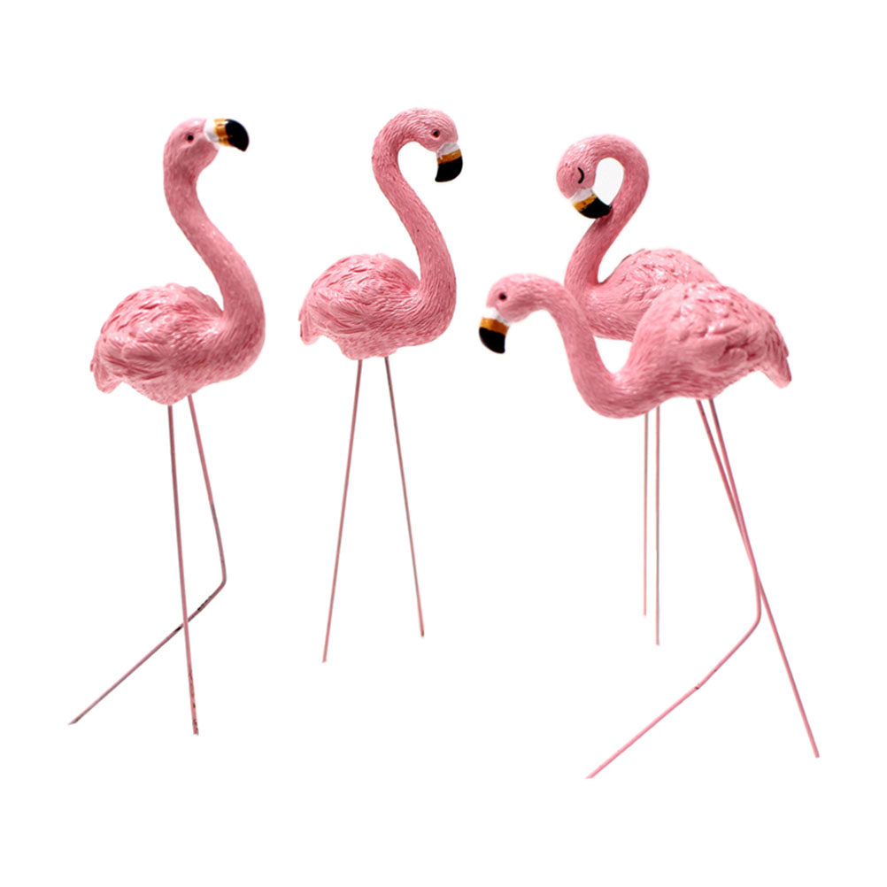 4Pcs Lifelike Resin Flamingo D - огляд і ціна Bonsai Garden Miniature