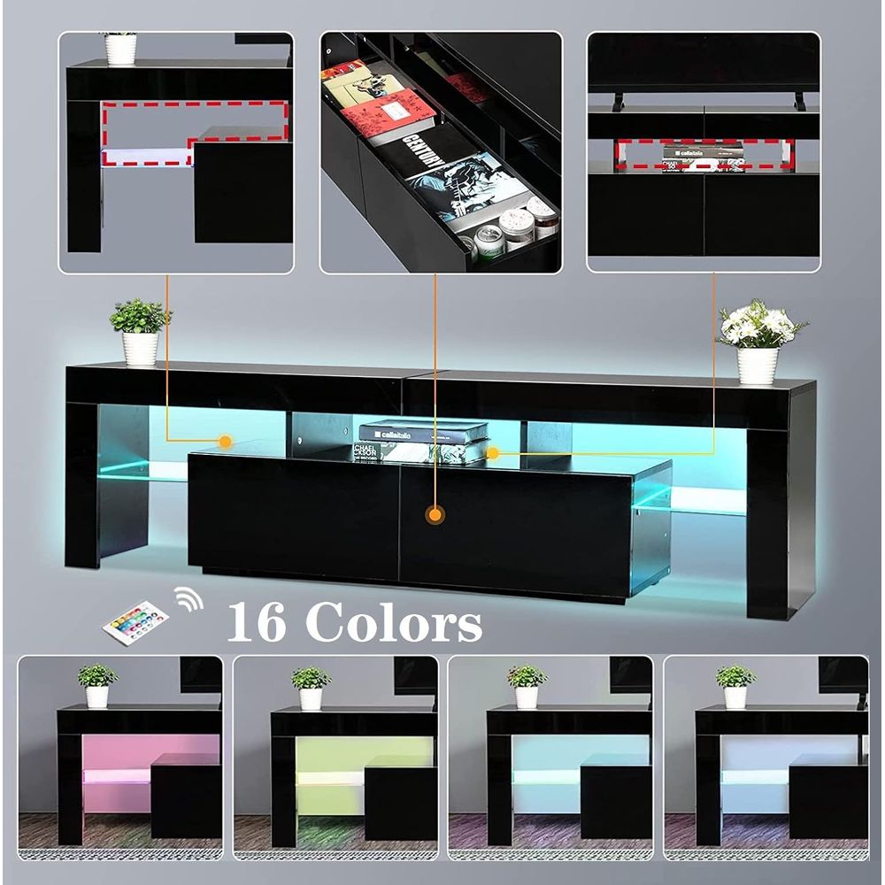 Black TV Stand, 60 65 70 75 in - огляд і ціна Display Stand Wood