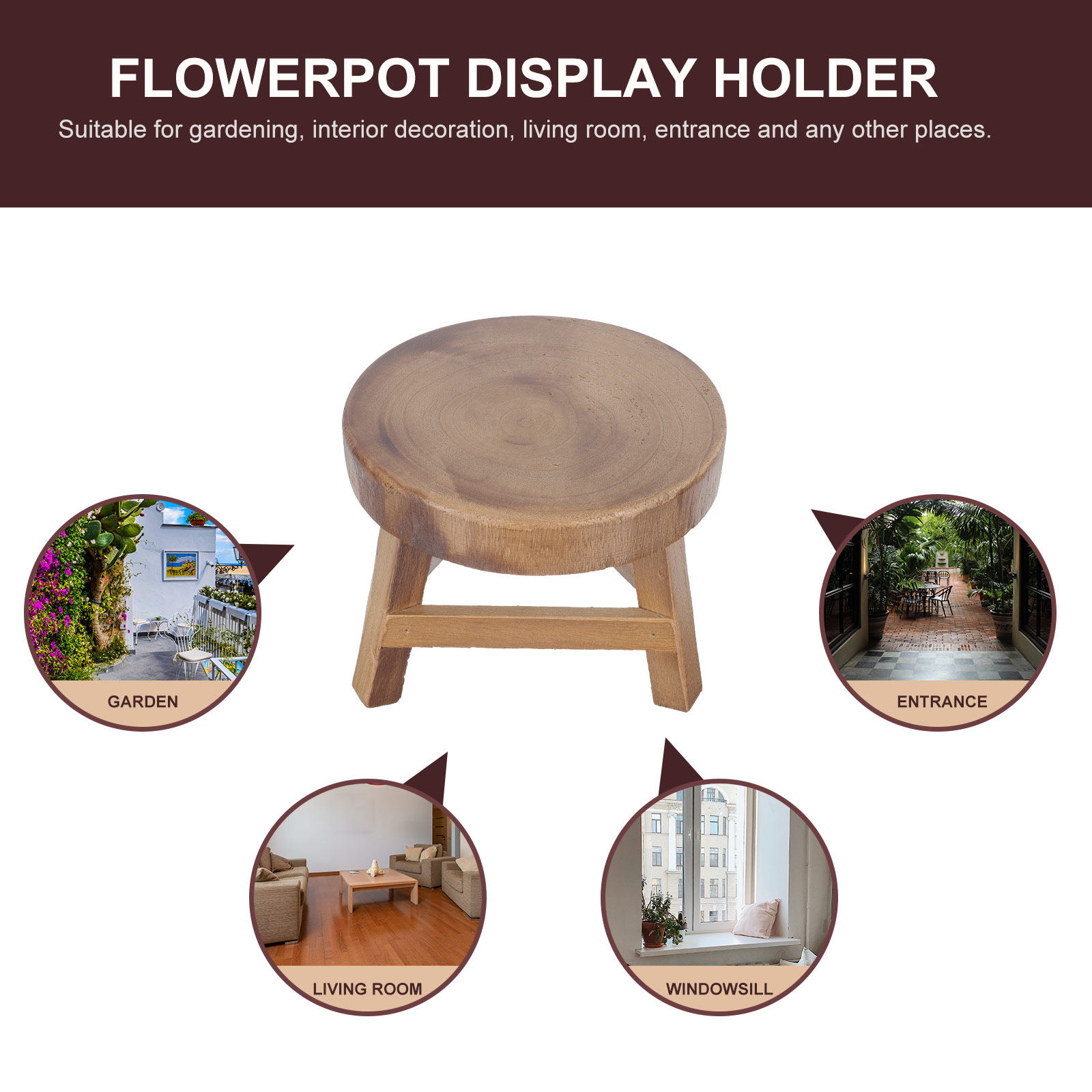 1Pcs Wooden Flower Pot Stand R - огляд і ціна Bonsai Garden Plants